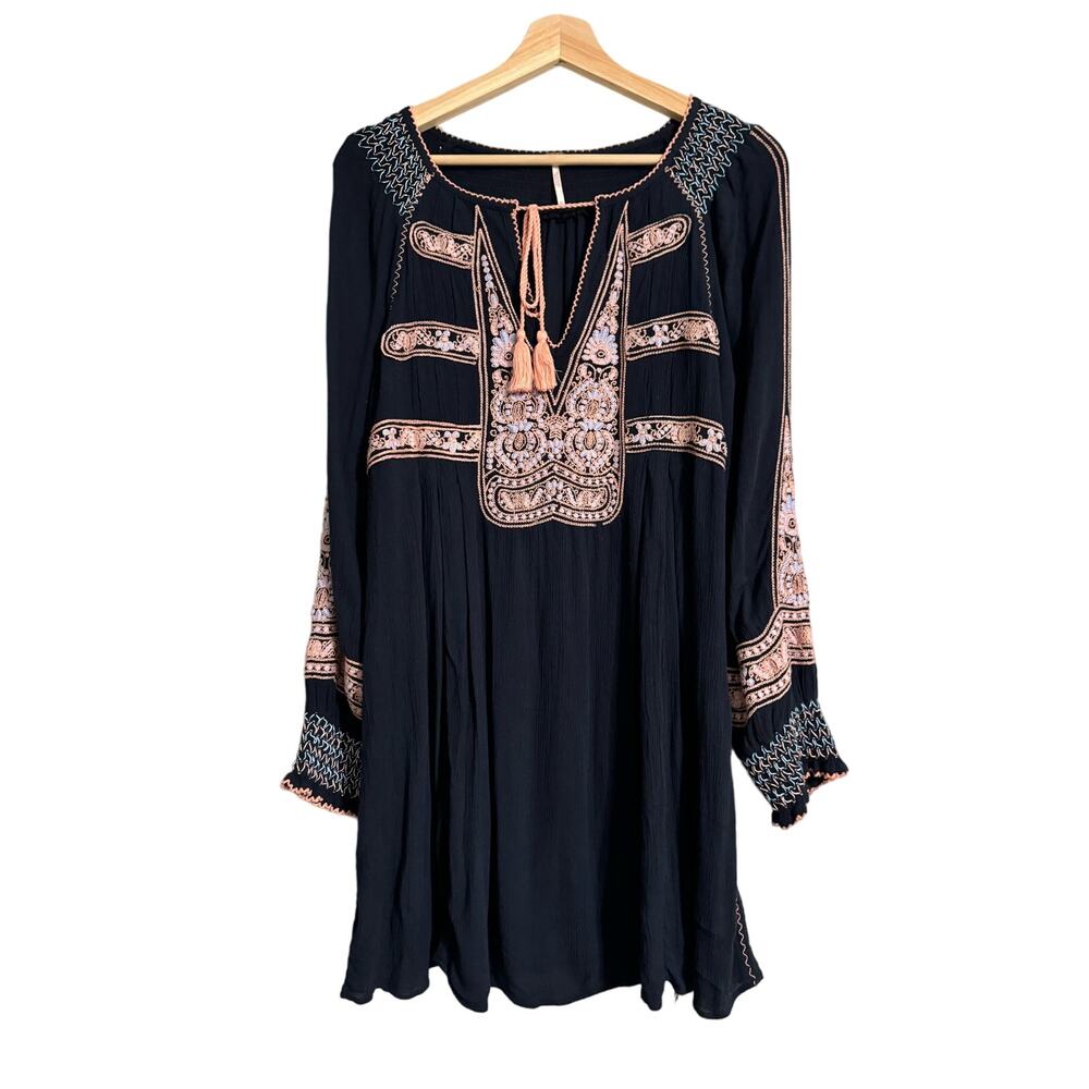 Free People Boho Navy Coral Dress XS